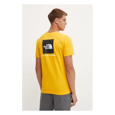 Bavlněné tričko The North Face S/S Redbox Tee žlutá barva, s potiskem, NF0A87NPZU31