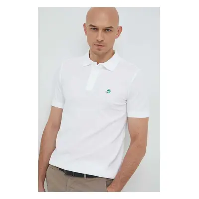 Bavlněné polo tričko United Colors of Benetton bílá barva