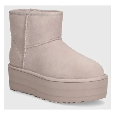 Semišové sněhule UGG Classic Mini Platform fialová barva, 1134991-PSK