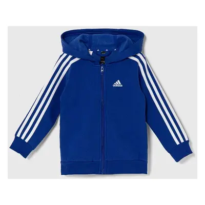 Dětská mikina adidas LK 3S FL FZ HD tmavomodrá barva, s kapucí, s aplikací, IV7444