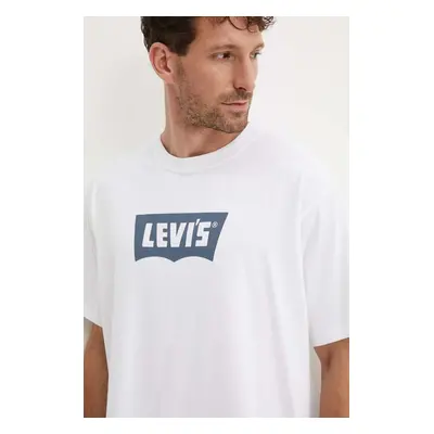 Bavlněné tričko Levi's bílá barva, s potiskem, 000RY