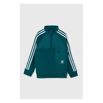 Dětská bavlněná mikina adidas Originals HZ CREW zelená barva, s aplikací, IY0012