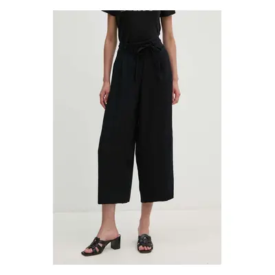 Kalhoty Dkny dámské, černá barva, široké, high waist, P4EKTX63