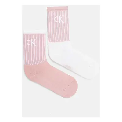 Ponožky Calvin Klein Jeans 2-pack dámské, růžová barva, 701229467