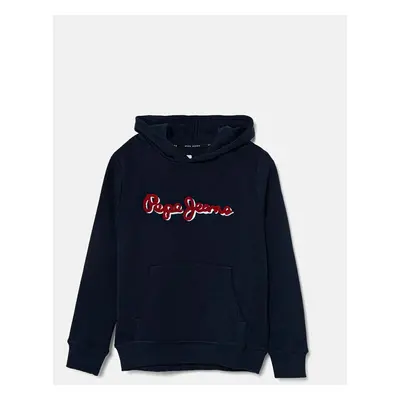 Dětská mikina Pepe Jeans NEW LAMONTY HOODIE tmavomodrá barva, s kapucí, melanžová, PB581614