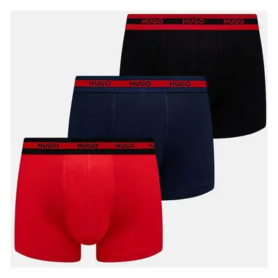 Boxerky HUGO 3-pack pánské, červená barva, 50517883