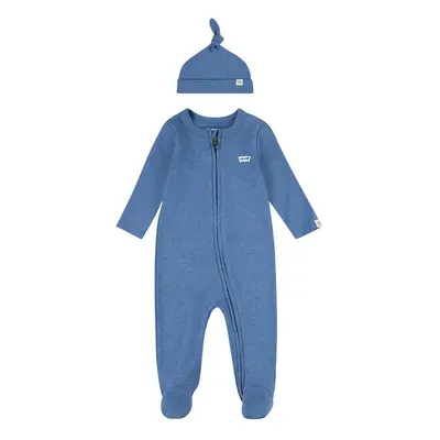 Dětský bavlněný overal Levi's LVN FOOTED COVERALL & HAT SET