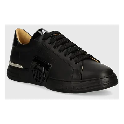 Kožené sneakers boty Philipp Plein Hexagon Phantom Kicks černá barva, USC0565 PLE025N 0202