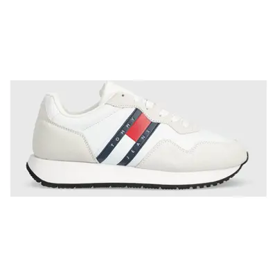 Kožené sneakers boty Tommy Jeans TJM MODERN RUNNER bílá barva, EM0EM01316