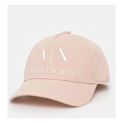 Bavlněná baseballová čepice Armani Exchange oranžová barva, s aplikací, 944171 2R110