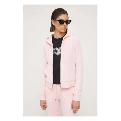 Mikina Juicy Couture Robertson dámská, růžová barva, s kapucí, hladká