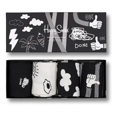 Ponožky Happy Socks Black And White (4-Pack) pánské