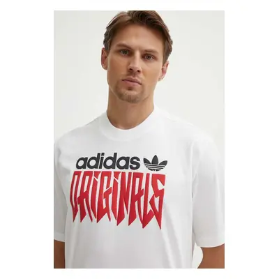 Bavlněné tričko adidas Originals bílá barva, s potiskem, IX9650