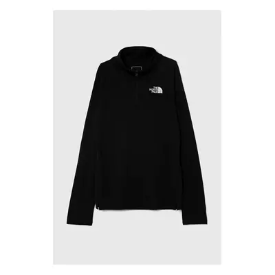 Dětské tričko s dlouhým rukávem The North Face NEVER STOP 1/4 ZIP černá barva, s potiskem