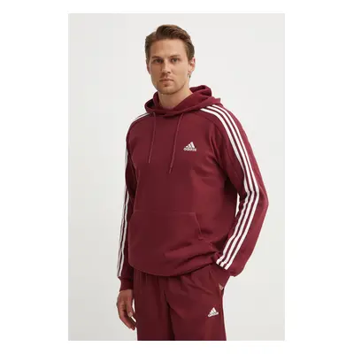 Mikina adidas Essentials pánská, vínová barva, s kapucí, s aplikací, JG5949