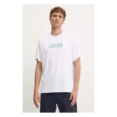 Bavlněné tričko Levi's bílá barva, s potiskem