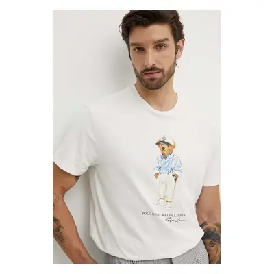 Bavlněné tričko Polo Ralph Lauren bílá barva, s potiskem