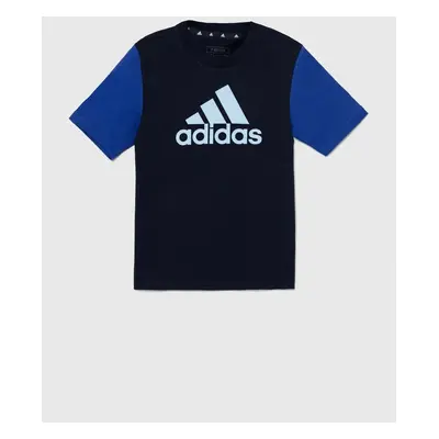 Dětské bavlněné tričko adidas J BL CB T tmavomodrá barva, s potiskem, IX9515