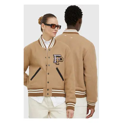 Vlněná bomber bunda Filling Pieces Varsity Jacket hnědá barva, přechodná, 81422209985