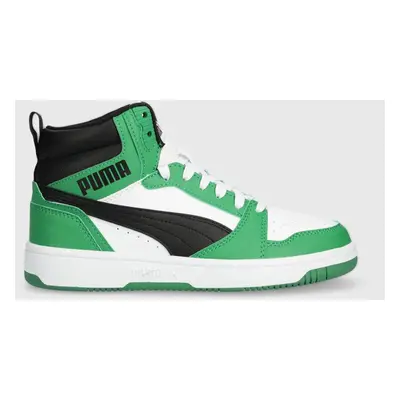 Dětské sneakers boty Puma Rebound V6 Mid Jr zelená barva