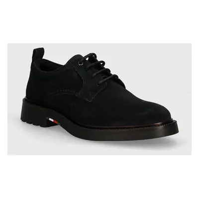 Semišové polobotky Tommy Hilfiger LIGHT HILFIGER LWT SUEDE SHOE pánské, tmavomodrá barva, FM0FM0