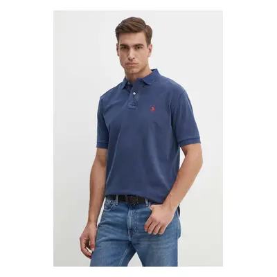 Bavlněné polo tričko Polo Ralph Lauren tmavomodrá barva