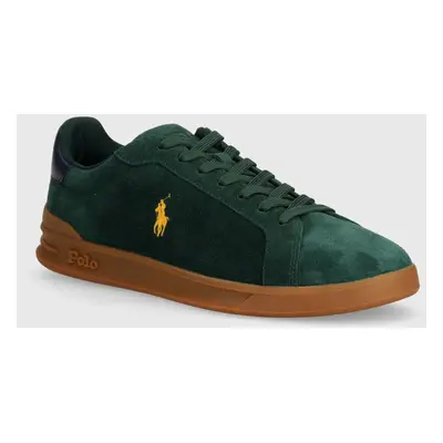 Semišové sneakers boty Polo Ralph Lauren Hrt Ct II zelená barva, 809940313002