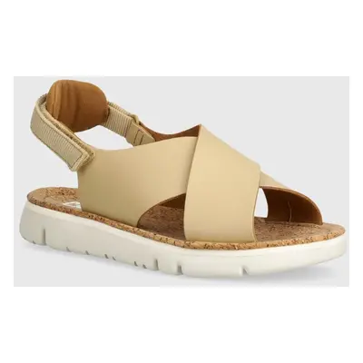 Kožené sandály Camper Oruga Sandal dámské, béžová barva, K200157-053