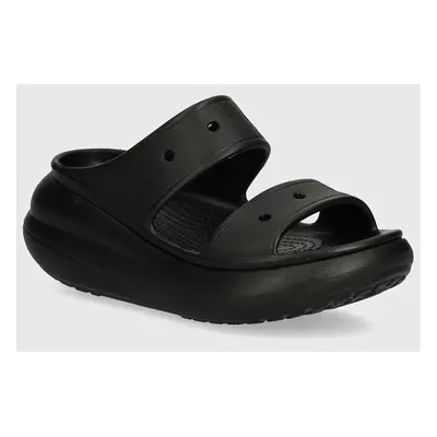 Pantofle Crocs Classic Crush Sandal dámské, černá barva, na platformě, 207670