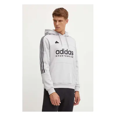 Mikina adidas Tiro pánská, šedá barva, s kapucí, s potiskem, IW5939