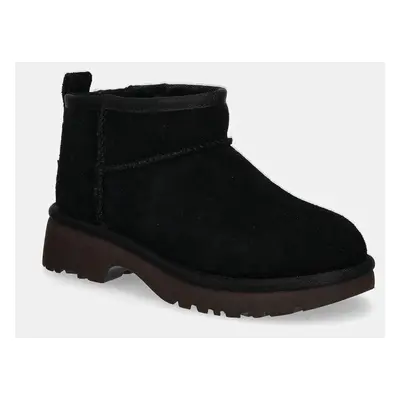 Dětské semišové sněhule UGG KIDS CLASSIC ULTRA MINI NEW HEIGHTS černá barva, 1157732K