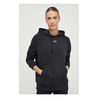 Mikina Under Armour dámská, černá barva, s kapucí, hladká, 1379500