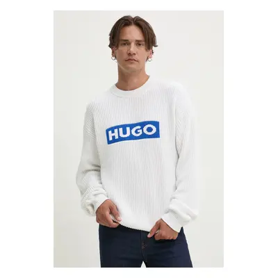 Bavlněný svetr Hugo Blue bílá barva, 50525363