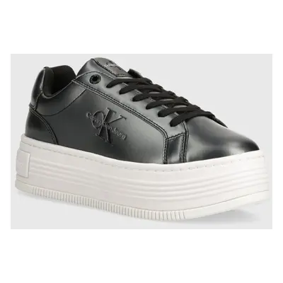 Sneakers boty Calvin Klein Jeans BOLD PLATF LOW LACE LTH ML MTL černá barva, YW0YW01464