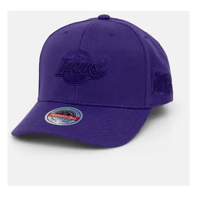 Čepice s vlněnou směsí Mitchell&Ness Los Angeles Lakers fialová barva, s aplikací, HHSSINTL1435-