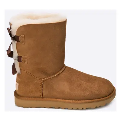 Boty UGG Classic Bailey Bow II dámské, hnědá barva, na plochém podpatku, zateplené, 1016225-CHE