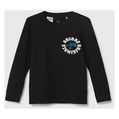 Dětská bavlněná košile s dlouhým rukávem adidas Originals GFX LONGSLEEVE černá barva, s potiskem