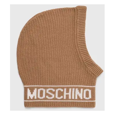 Vlněná kukla Moschino béžová barva, M3136 65414