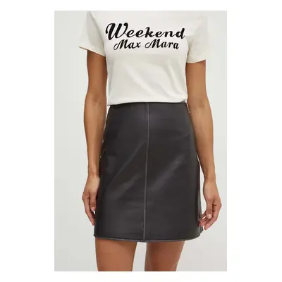 Kožená sukně Weekend Max Mara černá barva, mini, 2425406011600