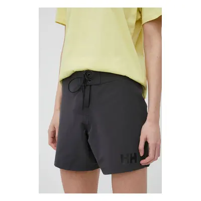 Outdoorové šortky Helly Hansen šedá barva, high waist