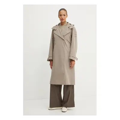 Kabát Max Mara Leisure dámský, béžová barva, přechodný, oversize, 2426036018600