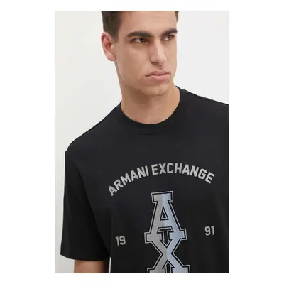 Bavlněné tričko Armani Exchange černá barva, s potiskem, 6DZTLR ZJLFZ