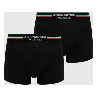 Boxerky Aeronautica Militare (2-pack) pánské, černá barva, AM1UBX001