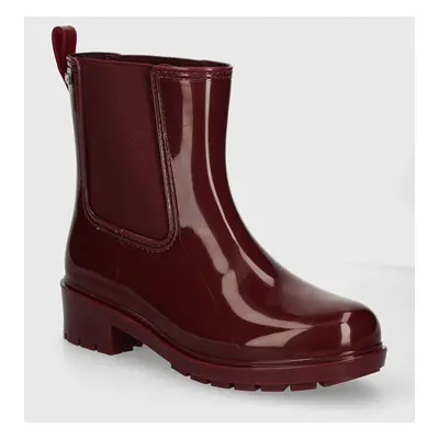 Holínky Tommy Hilfiger FLAG RAINBOOT dámské, vínová barva, FW0FW08213