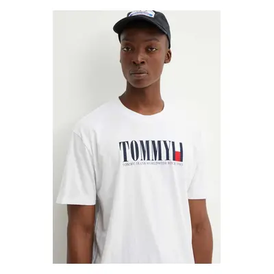 Tričko Tommy Jeans bílá barva, s potiskem, DM0DM18533