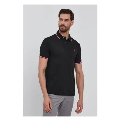 Polo tričko Polo Ralph Lauren pánské, černá barva, hladké