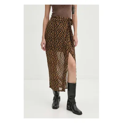 Sukně Never Fully Dressed Leopard Sheer Jaspre béžová barva, maxi, NL28362