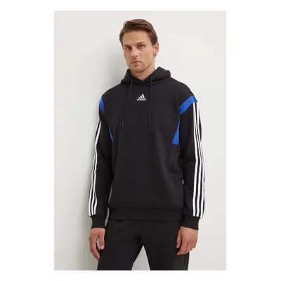 Mikina adidas pánská, černá barva, s kapucí, vzorovaná, JJ1537