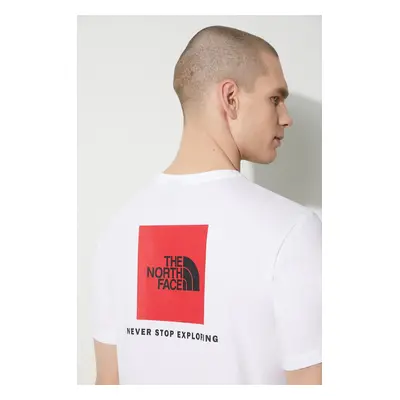 Bavlněné tričko The North Face M S/S Redbox Tee bílá barva, s potiskem, NF0A87NPFN41