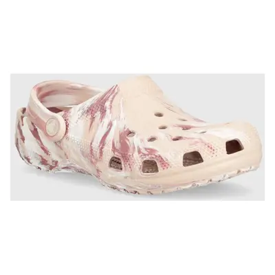 Pantofle Crocs Classic Marbled Clog dámské, růžová barva, 206867